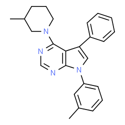 ChemSpider 2D Image | 3-methyl-1-[7-(3-methylphenyl)-5-phenylpyrrolo[2,3-d]pyrimidin-4-yl]piperidine | C25H26N4