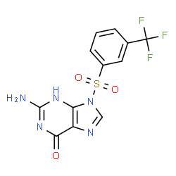 ChemSpider 2D Image | 2-amino-9-{[3-(trifluoromethyl)phenyl]sulfonyl}-1,9-dihydro-6H-purin-6-one | C12H8F3N5O3S