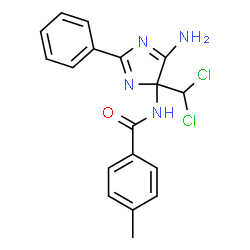 ChemSpider 2D Image | N-[5-Amino-4-(dichloromethyl)-2-phenyl-4H-imidazol-4-yl]-4-methylbenzamide | C18H16Cl2N4O