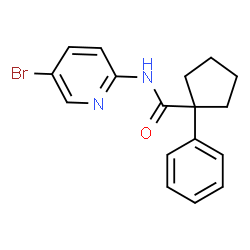 ChemSpider 2D Image | N-(5-Bromo-2-pyridinyl)-1-phenylcyclopentanecarboxamide | C17H17BrN2O