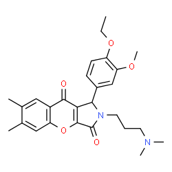 ChemSpider 2D Image | 2-[3-(Dimethylamino)propyl]-1-(4-ethoxy-3-methoxyphenyl)-6,7-dimethyl-1,2-dihydrochromeno[2,3-c]pyrrole-3,9-dione | C27H32N2O5
