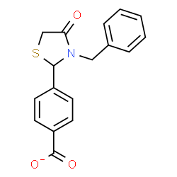 ChemSpider 2D Image | 4-(3-Benzyl-4-oxo-1,3-thiazolidin-2-yl)benzoate | C17H14NO3S