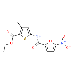 ChemSpider 2D Image | Ethyl 3-methyl-5-[(5-nitro-2-furoyl)amino]-2-thiophenecarboxylate | C13H12N2O6S
