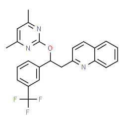 ChemSpider 2D Image | 2-{2-[(4,6-Dimethyl-2-pyrimidinyl)oxy]-2-[3-(trifluoromethyl)phenyl]ethyl}quinoline | C24H20F3N3O