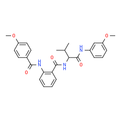 ChemSpider 2D Image | 2-[(4-Methoxybenzoyl)amino]-N-{1-[(3-methoxyphenyl)amino]-3-methyl-1-oxo-2-butanyl}benzamide | C27H29N3O5
