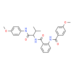 ChemSpider 2D Image | 2-[(4-Methoxybenzoyl)amino]-N-{1-[(4-methoxyphenyl)amino]-3-methyl-1-oxo-2-butanyl}benzamide | C27H29N3O5