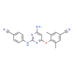 ChemSpider 2D Image | 4-({6-Amino-2-[(4-cyanophenyl)amino]-4-pyrimidinyl}oxy)-3,5-dimethylbenzonitrile | C20H16N6O