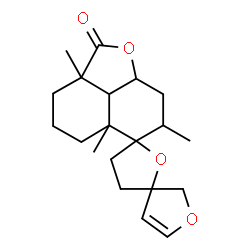 ChemSpider 2D Image | 2a'',5a'',7''-Trimethyl-3',3'',4',4'',5'',5a'',7'',8'',8a'',8b''-decahydrodispiro[furan-3,2'-furan-5',6''-naphtho[1,8-bc]furan]-2''(2a''H)-one | C20H28O4