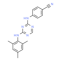ChemSpider 2D Image | 4-{[4-(Mesitylamino)-1,3,5-triazin-2-yl]amino}benzonitrile | C19H18N6