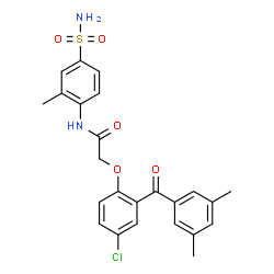 ChemSpider 2D Image | 2-[4-Chloro-2-(3,5-dimethylbenzoyl)phenoxy]-N-(2-methyl-4-sulfamoylphenyl)acetamide | C24H23ClN2O5S