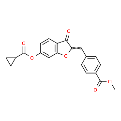 ChemSpider 2D Image | Methyl 4-({6-[(cyclopropylcarbonyl)oxy]-3-oxo-1-benzofuran-2(3H)-ylidene}methyl)benzoate | C21H16O6