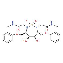 ChemSpider 2D Image | 2,2'-[(3R,4S,5S,6R)-4,5-Dihydroxy-1,1-dioxido-3,6-bis(phenoxymethyl)-1,2,7-thiadiazepane-2,7-diyl]bis(N-methylacetamide) | C24H32N4O8S