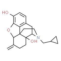 ChemSpider 2D Image | 17-(Cyclopropylmethyl)-6-methylene-4,5-epoxymorphinan-3,14-diol | C21H25NO3