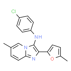 ChemSpider 2D Image | N-(4-Chlorophenyl)-6-methyl-2-(5-methyl-2-furyl)imidazo[1,2-a]pyridin-3-amine | C19H16ClN3O