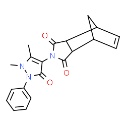 ChemSpider 2D Image | 4-(1,5-Dimethyl-3-oxo-2-phenyl-2,3-dihydro-1H-pyrazol-4-yl)-4-azatricyclo[5.2.1.0~2,6~]dec-8-ene-3,5-dione | C20H19N3O3