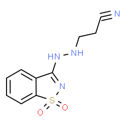 ChemSpider 2D Image | 3-[2-(1,1-Dioxido-1,2-benzothiazol-3-yl)hydrazino]propanenitrile | C10H10N4O2S