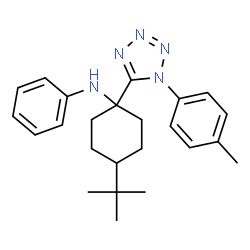 ChemSpider 2D Image | N-{1-[1-(4-Methylphenyl)-1H-tetrazol-5-yl]-4-(2-methyl-2-propanyl)cyclohexyl}aniline | C24H31N5