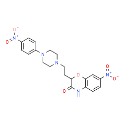 ChemSpider 2D Image | 7-Nitro-2-{2-[4-(4-nitrophenyl)-1-piperazinyl]ethyl}-2H-1,4-benzoxazin-3(4H)-one | C20H21N5O6