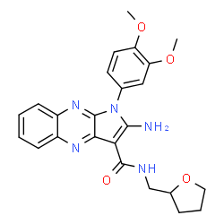 ChemSpider 2D Image | 2-Amino-1-(3,4-dimethoxyphenyl)-N-(tetrahydro-2-furanylmethyl)-1H-pyrrolo[2,3-b]quinoxaline-3-carboxamide | C24H25N5O4