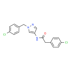 ChemSpider 2D Image | N-[1-(4-Chlorobenzyl)-1H-pyrazol-4-yl]-2-(4-chlorophenyl)acetamide | C18H15Cl2N3O