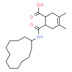 ChemSpider 2D Image | 6-(Cyclododecylcarbamoyl)-3,4-dimethyl-3-cyclohexene-1-carboxylic acid | C22H37NO3