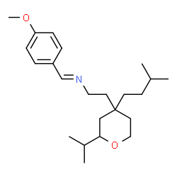 ChemSpider 2D Image | Tetrahydro-N-[(4-methoxyphenyl)methylene]-4-(3-methylbutyl)-2-(1-methylethyl)-2H-pyran-4-ethanamine | C23H37NO2