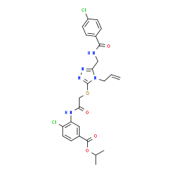 ChemSpider 2D Image | Isopropyl 3-({[(4-allyl-5-{[(4-chlorobenzoyl)amino]methyl}-4H-1,2,4-triazol-3-yl)sulfanyl]acetyl}amino)-4-chlorobenzoate | C25H25Cl2N5O4S