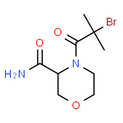 ChemSpider 2D Image | 4-(2-Bromo-2-methylpropanoyl)-3-morpholinecarboxamide | C9H15BrN2O3