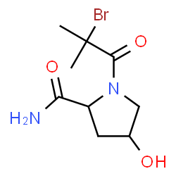 ChemSpider 2D Image | 1-(2-Bromo-2-methylpropanoyl)-4-hydroxyprolinamide | C9H15BrN2O3