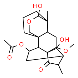 ChemSpider 2D Image | 14,18-Dihydroxy-7-methoxy-15-oxo-18,20-epoxykauran-11-yl acetate | C23H34O7