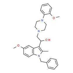 ChemSpider 2D Image | 1-(1-Benzyl-5-methoxy-2-methyl-1H-indol-3-yl)-2-[4-(2-methoxyphenyl)-1-piperazinyl]ethanol | C30H35N3O3