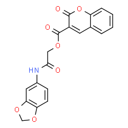 ChemSpider 2D Image | 2-(1,3-Benzodioxol-5-ylamino)-2-oxoethyl 2-oxo-2H-chromene-3-carboxylate | C19H13NO7