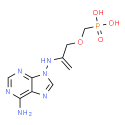 ChemSpider 2D Image | [({2-[(6-Amino-9H-purin-9-yl)amino]-2-propen-1-yl}oxy)methyl]phosphonic acid | C9H13N6O4P
