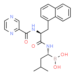 ChemSpider 2D Image | [(1R)-3-Methyl-1-{[3-(1-naphthyl)-N-(2-pyrazinylcarbonyl)-L-alanyl]amino}butyl]boronic acid | C23H27BN4O4