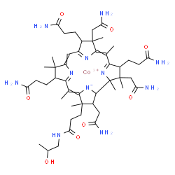 ChemSpider 2D Image | cobaltic;3-[2,7,18-tris(2-amino-2-oxo-ethyl)-3,13-bis(3-amino-3-oxo-propyl)-17-[3-(2-hydroxypropylamino)-3-oxo-propyl]-1,2,5,7,12,12,15,17-octamethyl-8,13,18,19-tetrahydro-3H-corrin-24-id-8-yl]propanamide | C48H72CoN11O8