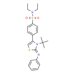 ChemSpider 2D Image | N,N-Diethyl-4-[(2Z)-3-(2-methyl-2-propanyl)-2-(phenylimino)-2,3-dihydro-1,3-thiazol-4-yl]benzenesulfonamide | C23H29N3O2S2
