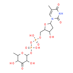 ChemSpider 2D Image | 3,5-Dihydroxy-6-methyl-4-oxotetrahydro-2H-pyran-2-yl [3-hydroxy-5-(5-methyl-2,4-dioxo-3,4-dihydro-1(2H)-pyrimidinyl)tetrahydro-2-furanyl]methyl dihydrogen diphosphate | C16H24N2O15P2