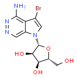 ChemSpider 2D Image | 3-Bromo-1-(beta-D-ribofuranosyl)-1H-pyrrolo[2,3-d]pyridazin-4-amine | C11H13BrN4O4