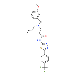 ChemSpider 2D Image | N-Butyl-3-methoxy-N-[3-oxo-3-({5-[4-(trifluoromethyl)phenyl]-1,3,4-thiadiazol-2-yl}amino)propyl]benzamide | C24H25F3N4O3S