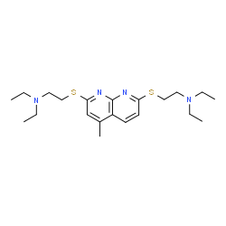 ChemSpider 2D Image | 2,2'-[(4-Methyl-1,8-naphthyridine-2,7-diyl)disulfanediyl]bis(N,N-diethylethanamine) | C21H34N4S2