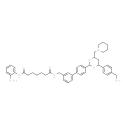 ChemSpider 2D Image | N-(2-Aminophenyl)-N'-[(4'-{4-[4-(hydroxymethyl)phenyl]-6-(1-piperidinylmethyl)-1,3-dioxan-2-yl}-3-biphenylyl)methyl]heptanediamide | C43H52N4O5