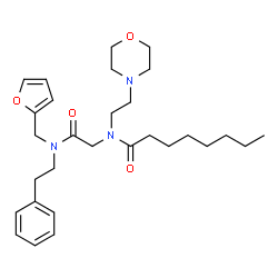 ChemSpider 2D Image | N-{2-[(2-Furylmethyl)(2-phenylethyl)amino]-2-oxoethyl}-N-[2-(4-morpholinyl)ethyl]octanamide | C29H43N3O4
