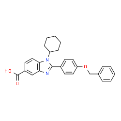 ChemSpider 2D Image | 2-[4-(Benzyloxy)phenyl]-1-cyclohexyl-1H-benzimidazole-5-carboxylic acid | C27H26N2O3