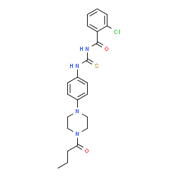 ChemSpider 2D Image | N-{[4-(4-Butyryl-1-piperazinyl)phenyl]carbamothioyl}-2-chlorobenzamide | C22H25ClN4O2S