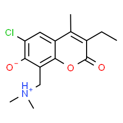 ChemSpider 2D Image | 6-Chloro-8-[(dimethylammonio)methyl]-3-ethyl-4-methyl-2-oxo-2H-chromen-7-olate | C15H18ClNO3