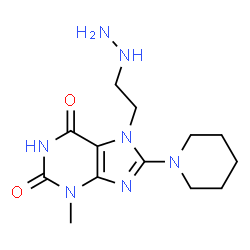 ChemSpider 2D Image | 7-(2-Hydrazinoethyl)-3-methyl-8-(1-piperidinyl)-3,7-dihydro-1H-purine-2,6-dione | C13H21N7O2