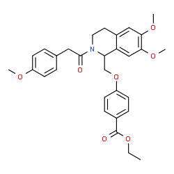 ChemSpider 2D Image | Ethyl 4-({6,7-dimethoxy-2-[(4-methoxyphenyl)acetyl]-1,2,3,4-tetrahydro-1-isoquinolinyl}methoxy)benzoate | C30H33NO7