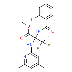 ChemSpider 2D Image | Methyl 2-[(4,6-dimethylpyridin-2-yl)amino]-3,3,3-trifluoro-N-(2-fluorobenzoyl)alaninate | C18H17F4N3O3