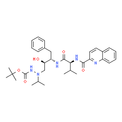 ChemSpider 2D Image | 2-Methyl-2-propanyl 2-[(2R,3S)-2-hydroxy-4-phenyl-3-{[N-(2-quinolinylcarbonyl)-L-valyl]amino}butyl]-2-isopropylhydrazinecarboxylate | C33H45N5O5