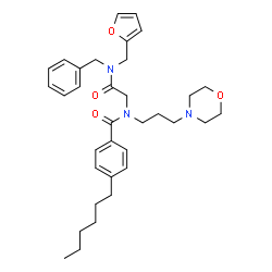 ChemSpider 2D Image | N-{2-[Benzyl(2-furylmethyl)amino]-2-oxoethyl}-4-hexyl-N-[3-(4-morpholinyl)propyl]benzamide | C34H45N3O4